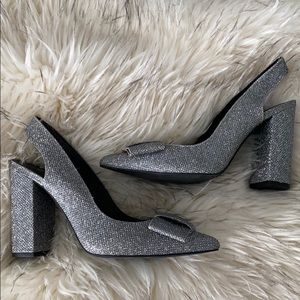 H&M glitter New Years block heel shoes size 8